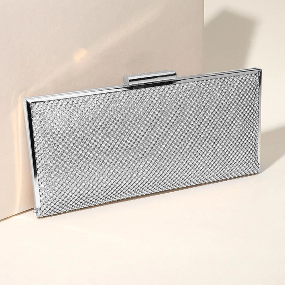 FASHNZFAB Bling Solid Flat Evening Clutch / Crossbody Bag