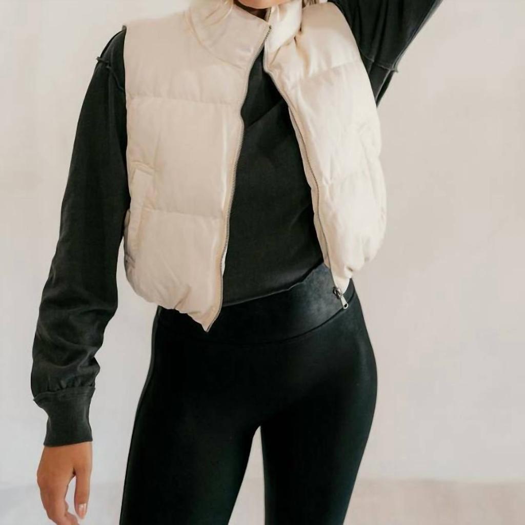 Double Zero Double Zero - Faux Leather Puffer Vest