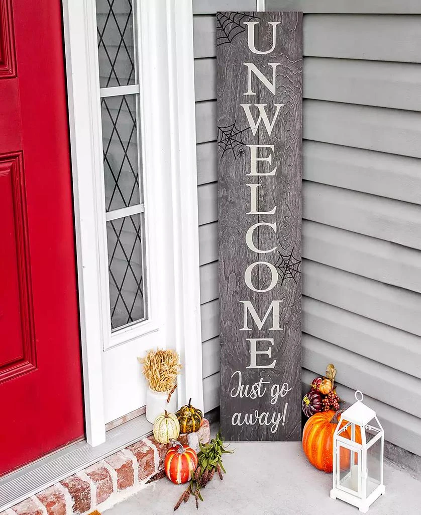 National Tree Company 39" Halloween "Unwelcome" Porch Sign with Spider Webs 3