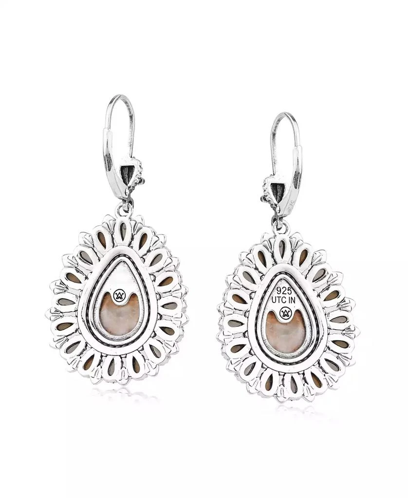 American West Jewelry Sterling Silver Orange Spiny Oyster, Tiger
s Eye, and Smoky Quartz Cluster Pear Shaped Dangle Earrings 3