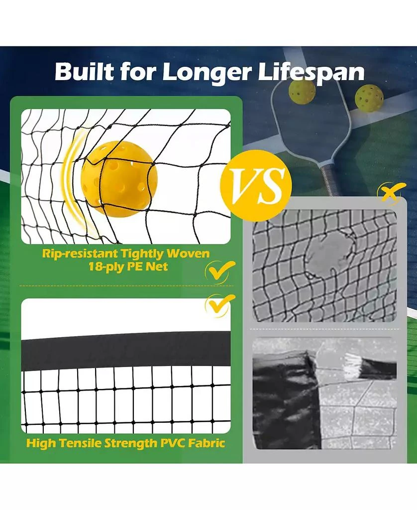 Costway Portable Pickleball Net 22 FT Regulation Size Pickle Ball Net System for Outdoor 6