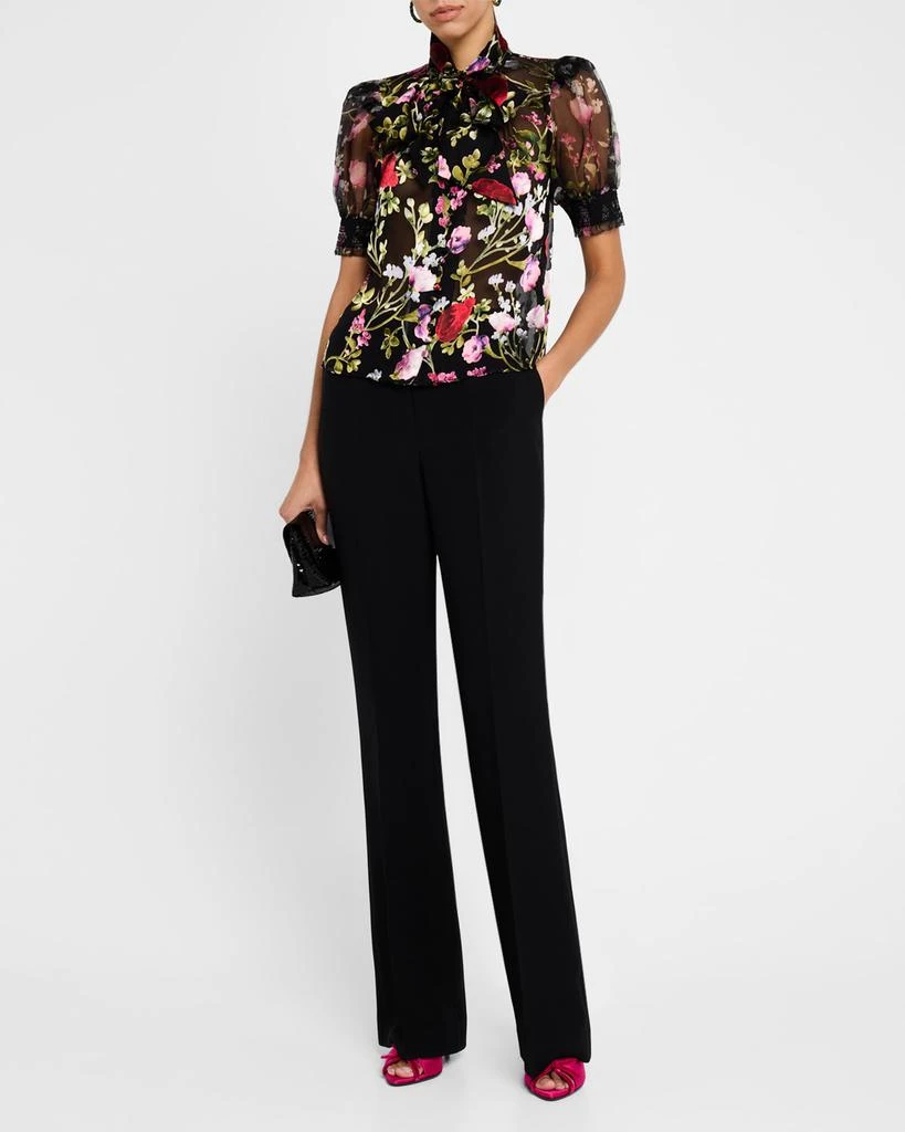 Alice + Olivia Brentley Tie-Neck Puff-Sleeve Blouse 2