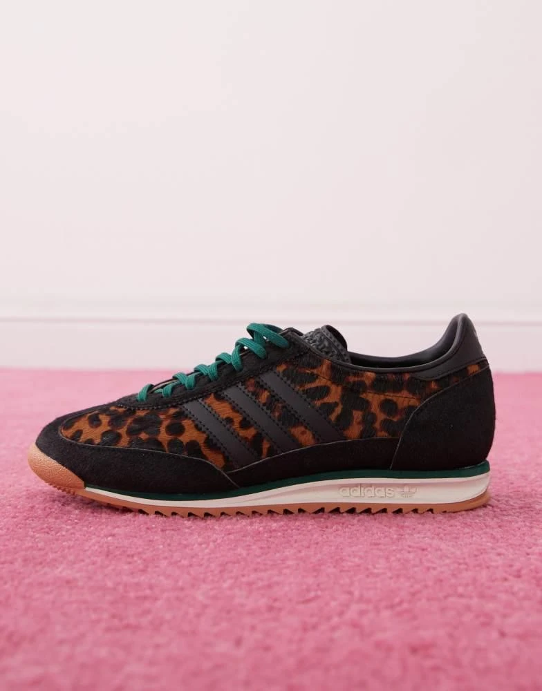 Adidas adidas Originals SL 72 OG trainers in leopard print and black - BLACK 2