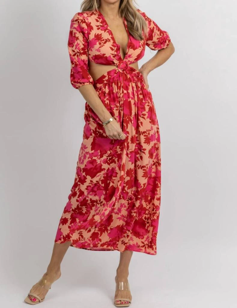 Shop Cutout Cross Midi Dress In Hot Pink Floral on Sale at BeyondStyle   Get 22% Off Cutout Cross Midi Dress In Hot Pink Floral with Limited-Time  Flash Deals, Exclusive Discounts, and