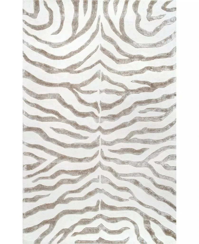 nuLOOM Feral Hand Tufted Plush Zebra Gray 5' x 8' Area Rug 1