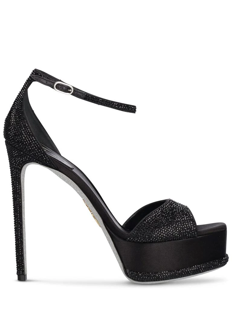 RENÉ CAOVILLA 130mm Embellished Satin Platform Sandals 1