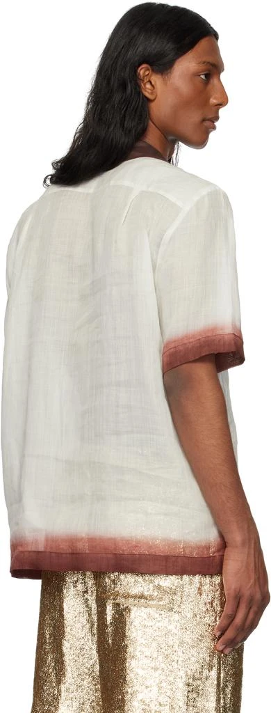 Dries Van Noten Off-White 
Burgundy Embroidered Shirt 3