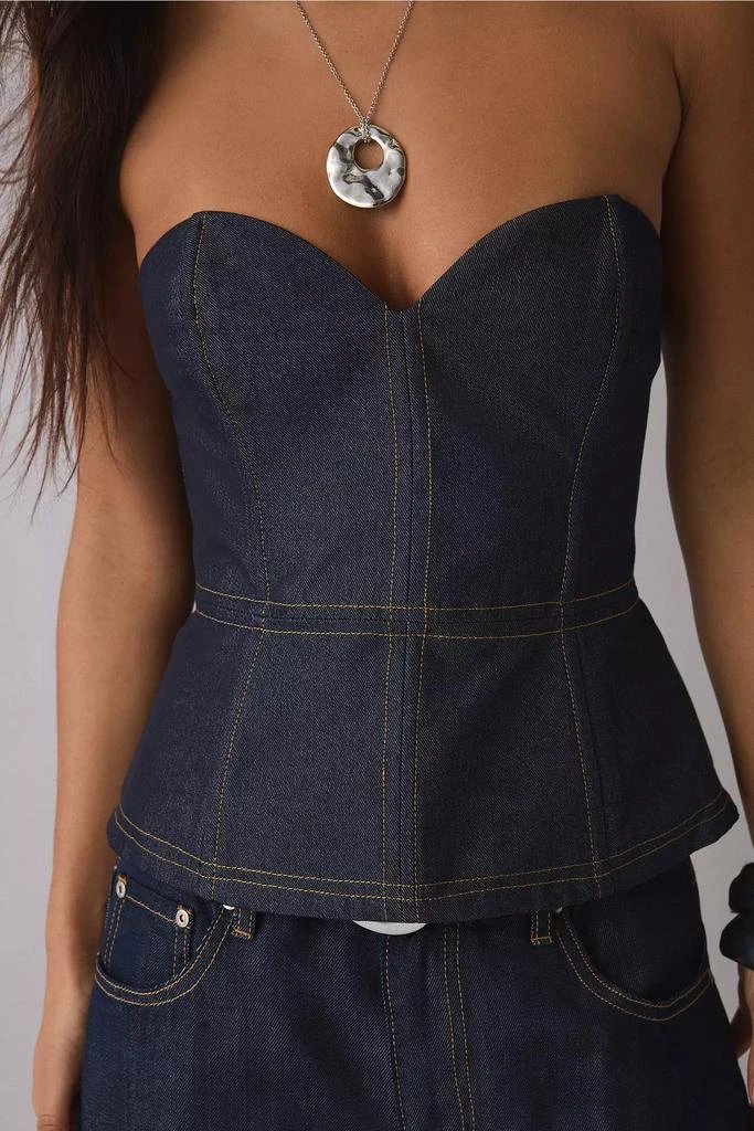 Glamorous Glamorous Denim Strapless Peplum Bustier Top 3