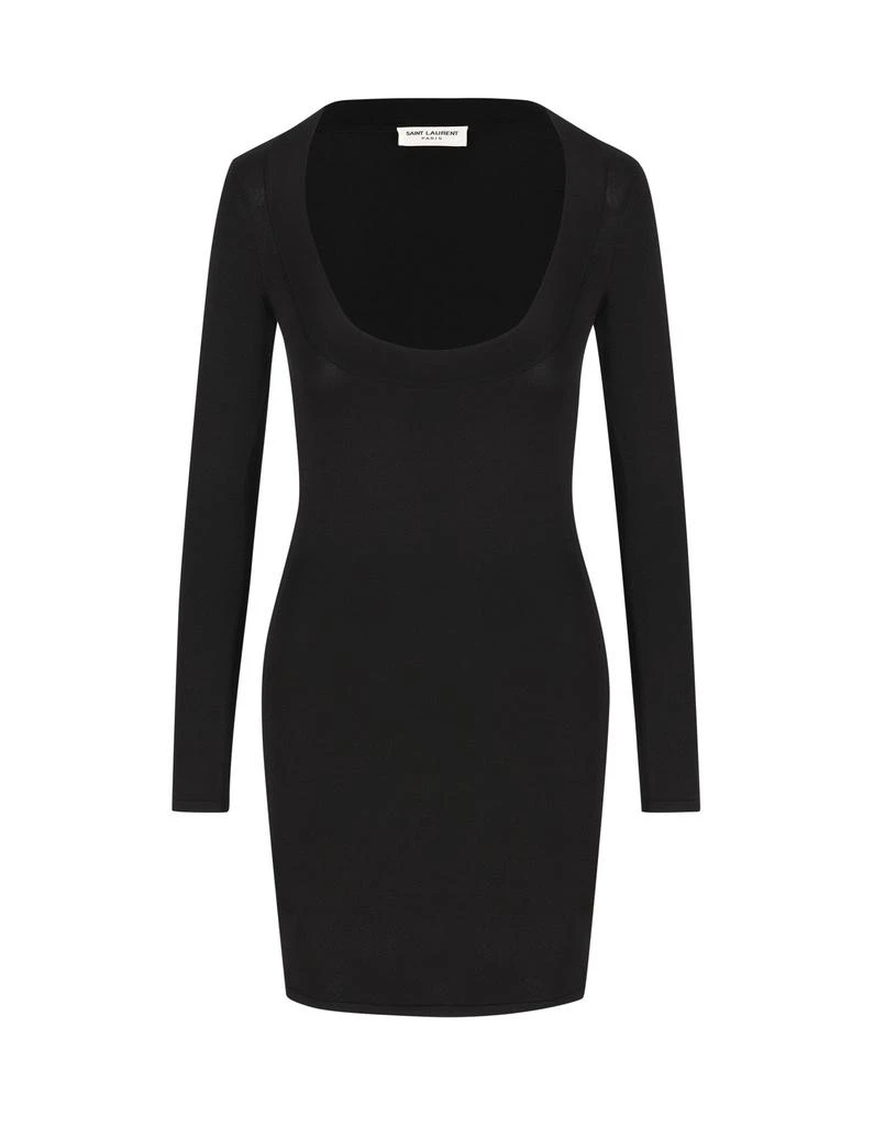 Yves Saint Laurent Saint Laurent Décolleté Long-Sleeved Knitted Dress from Cettire