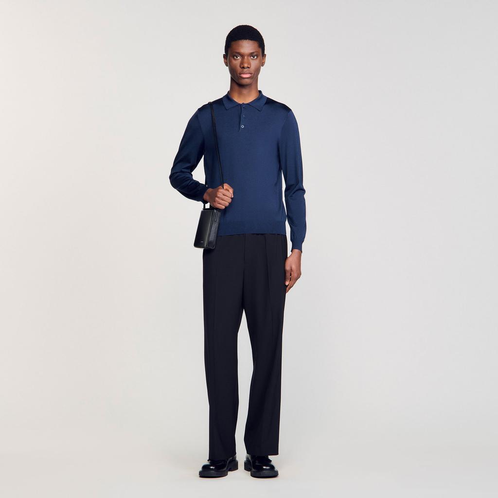 Sandro Rib knit polo shirt