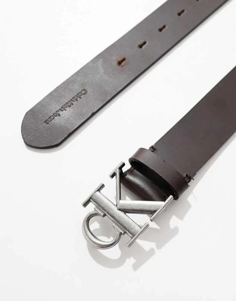 Calvin Klein Calvin Klein Jeans leather logo belt in brown 2