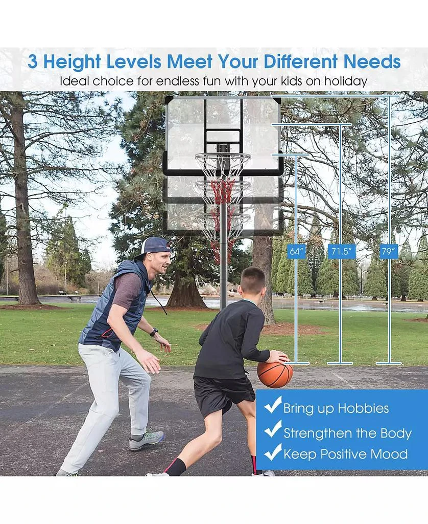 SUGIFT Basketball Hoop with 5.4-6.6FT Adjustable Height and 50 Inch Backboard-Black 9