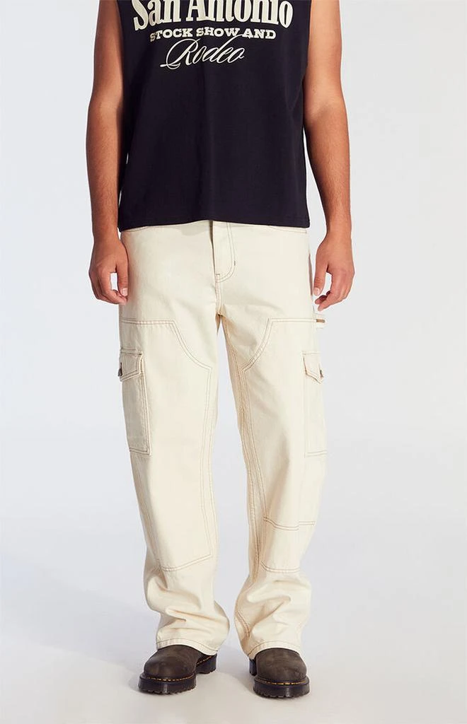 PacSun Dylan Baggy Jeans Cowboy Cargo Cream 2