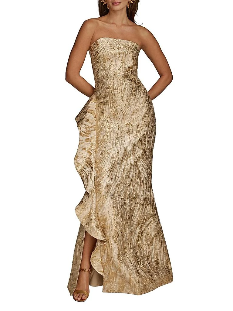 Donna Karan Brocade Ruffle Gown