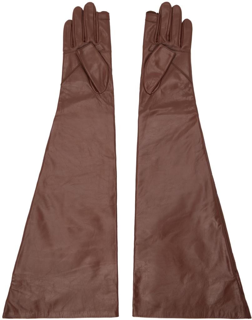 Rick Owens Brown Porterville Gauntlets Gloves