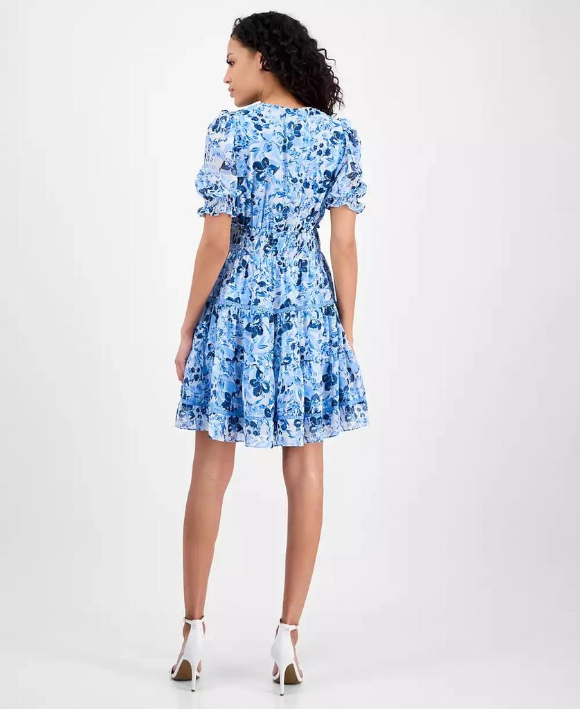 Taylor Women's Printed Smocked-Waist Fit & Flare Dress 5