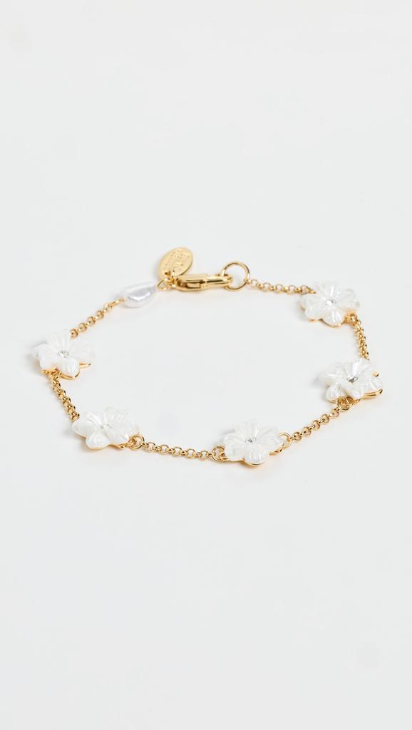 Kenneth Jay Lane Pearl/Crystal Center Lobster Claw Bracelet