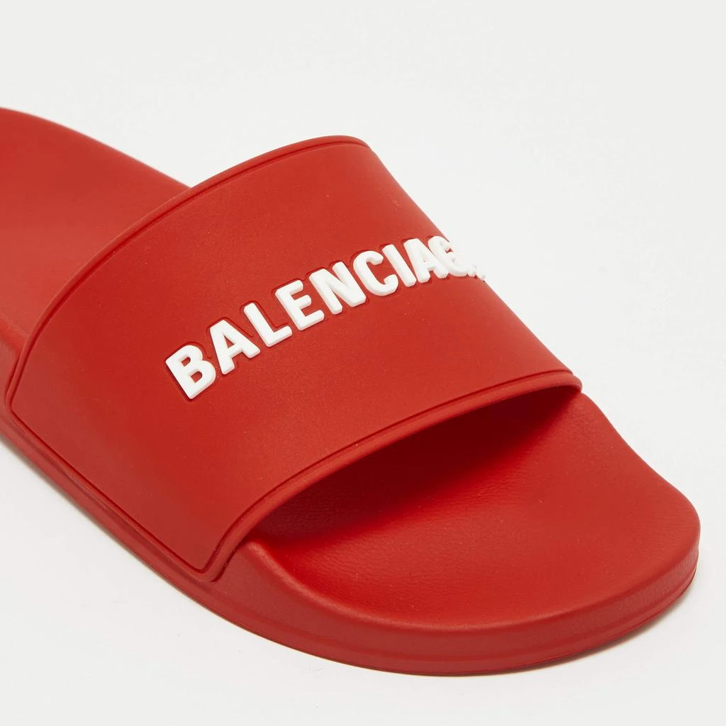 Balenciaga Balenciaga Red Rubber Logo Pool Slides Size 42 7