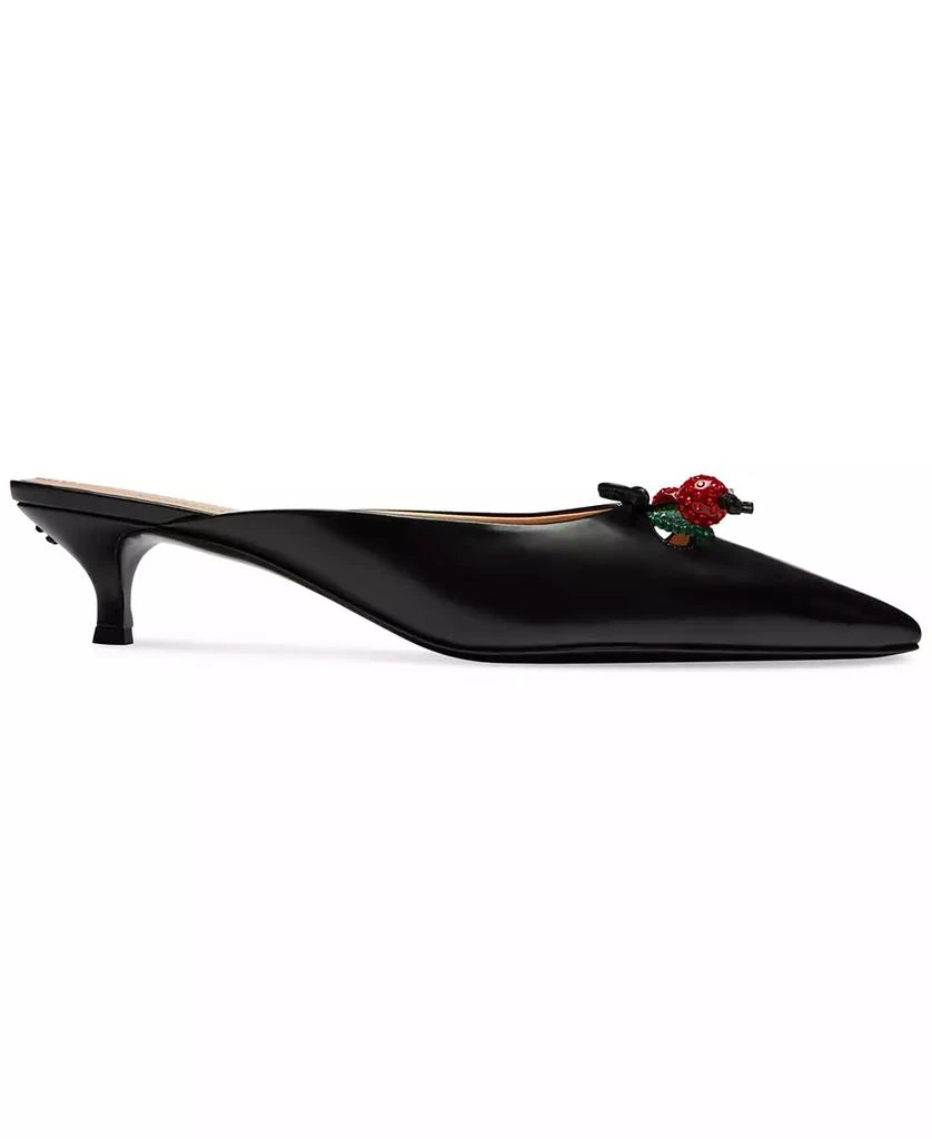 Coach Runway Embellished Bow-Trim Leather Kitten Heel Mules 2