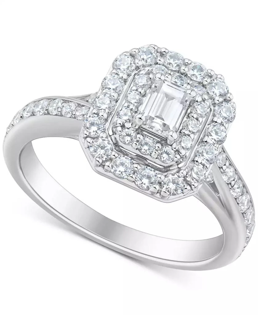 Grown With Love Diamond Emerald-Cut Double Halo Engagement Ring (1 ct. t.w.) in 14k White Gold 1
