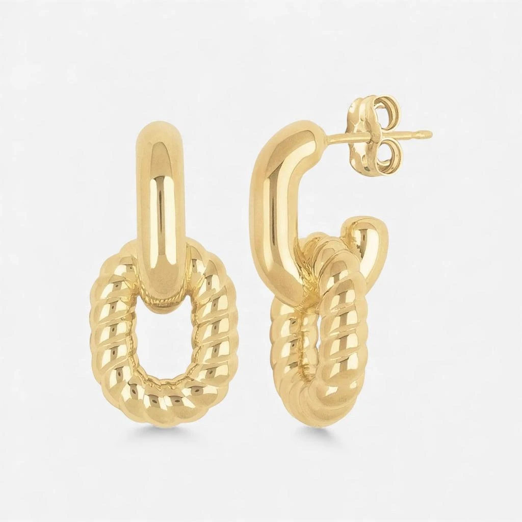 Ina Mar Ina Mar 14K Yellow Gold Oval Double Link Drop Earrings 21/3365 1