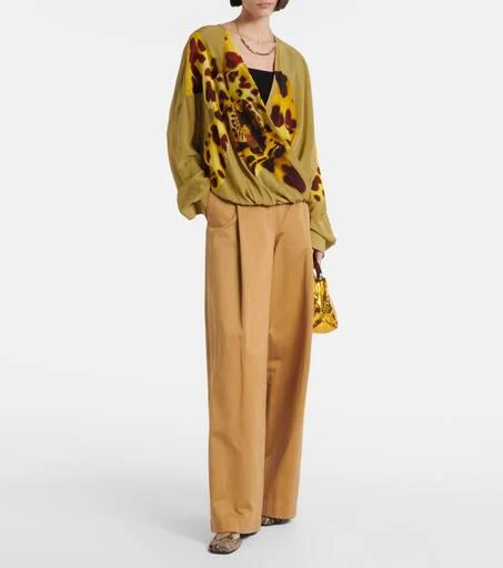 Dries Van Noten Printed draped satin blouse 2
