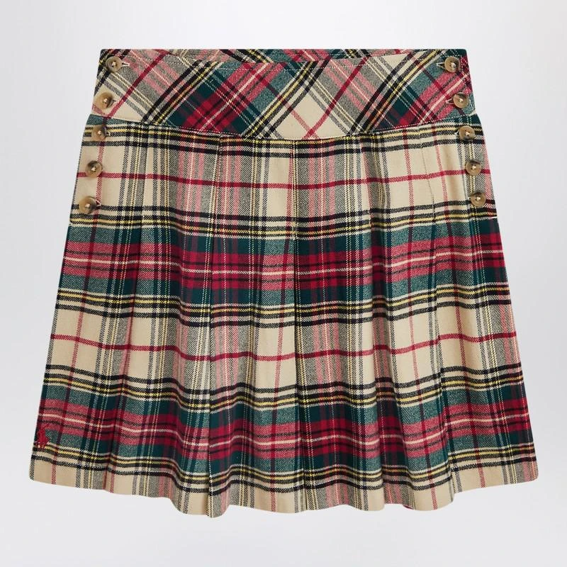 Ralph Lauren Cream/red cotton twill tartan skirt 1