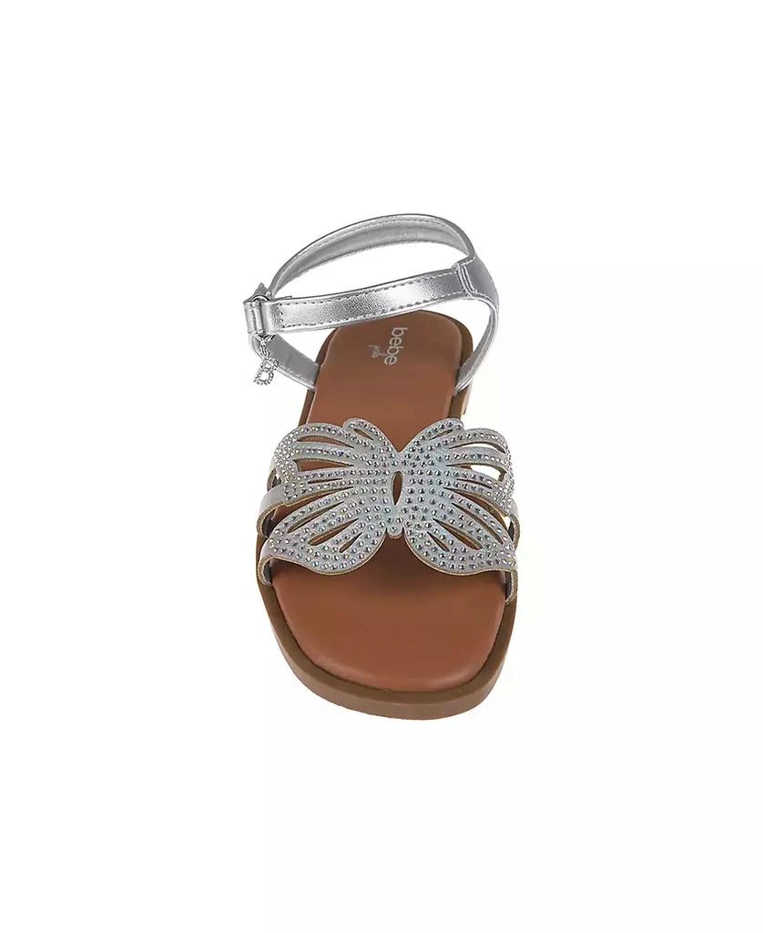 Bebe Little Girls Flat with Butterfly Rhinestone Welt Sandals 4