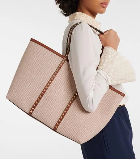 Valentino Rockstud Large canvas tote bag 2