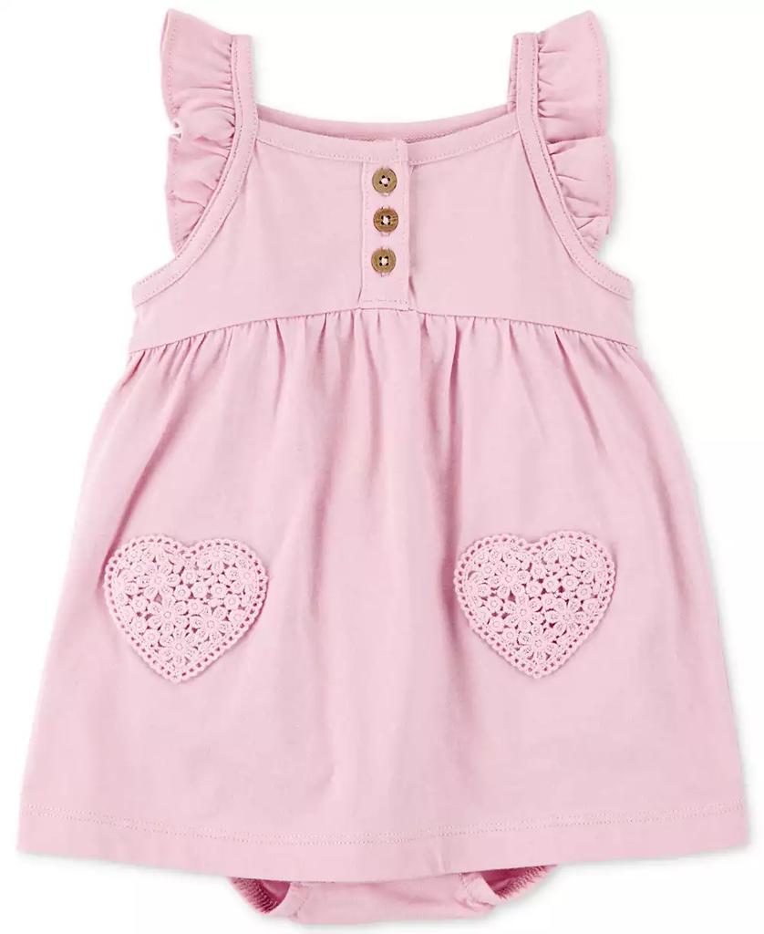 Carter's Baby Girls Cotton Crochet-Heart Flutter-Sleeve Sunsuit Dress