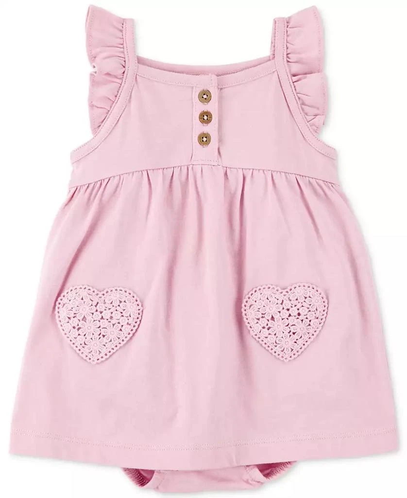 Carter's Baby Girls Cotton Crochet-Heart Flutter-Sleeve Sunsuit Dress 1