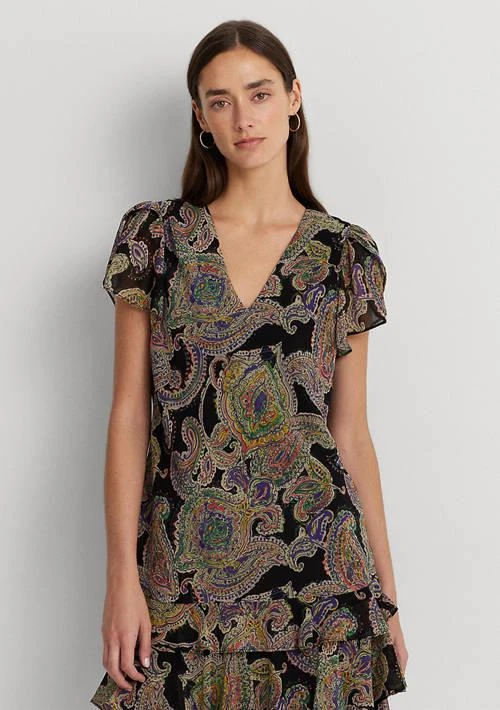 Ralph Lauren Ralph Lauren Paisley Crinkle Georgette Drop Waist Dress -  Dresses & Skirts - Free Shipping - BeyondStyle