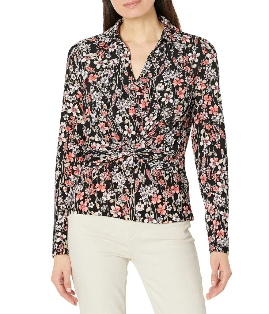 Tommy Hilfiger Long Sleeve Knot Top Floral 1