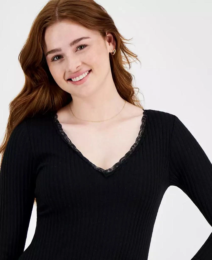 Planet Heart Juniors' Rib-Knit Long Sleeve Midi Dress 4