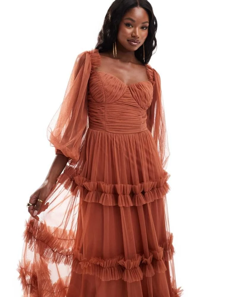 Shop Lace & Beads long sleeve ruffle maxi dress in terracotta rose on Sale at BeyondStyle Get 48% Off Lace & Beads long sleeve ruffle maxi dress in terracotta rose with Shop Lace & Beads long sleeve ruffle maxi dress in terracotta rose on Sale at BeyondStyle Get 48% Off Lace & Beads long sleeve ruffle maxi dress in terracotta rose with