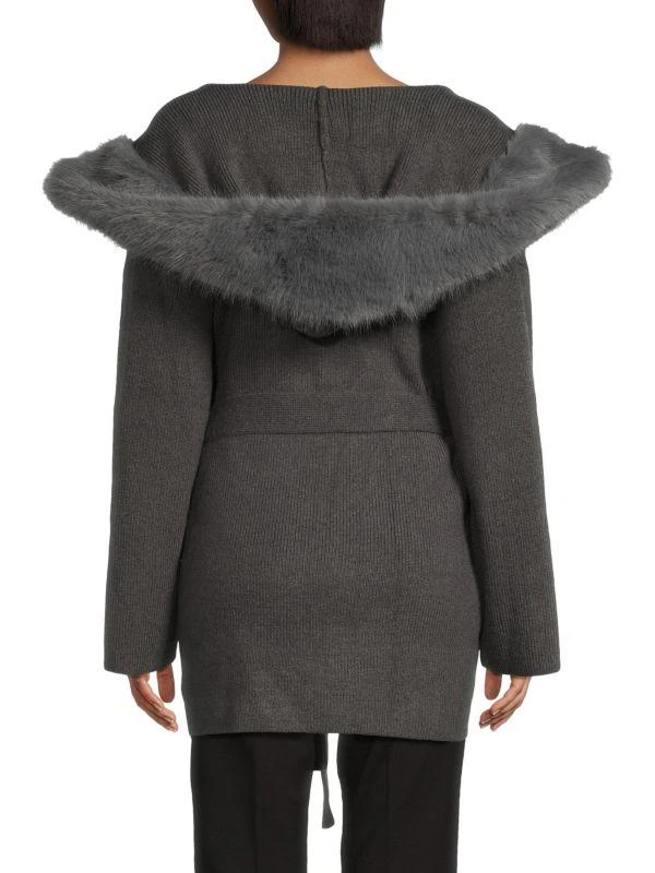 Saks Fifth Avenue Faux-Fur Hooded Wrap Cardigan 2