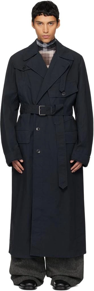 Dries Van Noten Navy Overdyed Trench Coat 1
