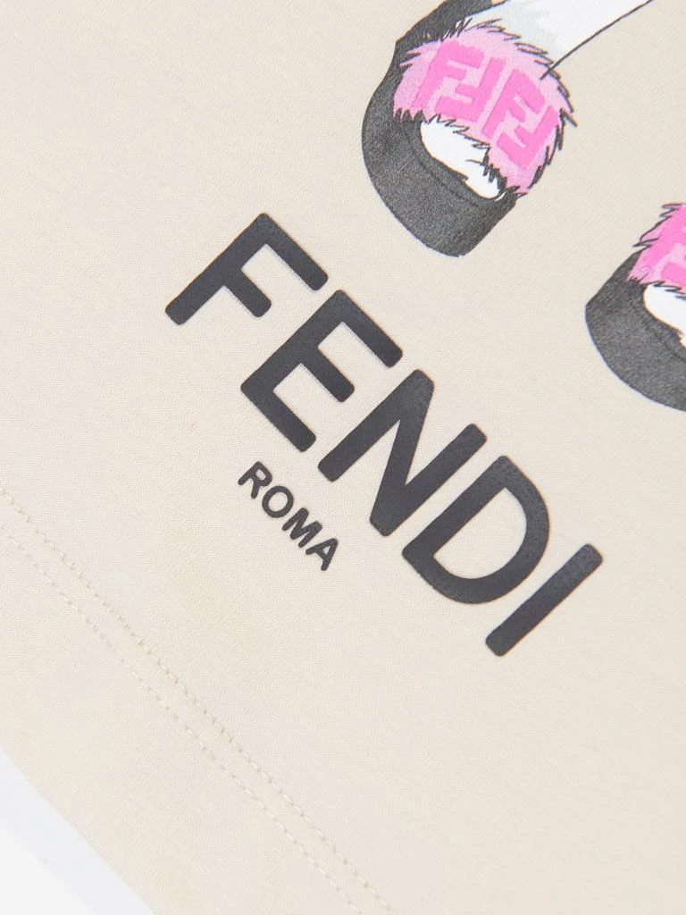 Fendi Kids Fendi Girls Graphic Print T-Shirt in Beige 4