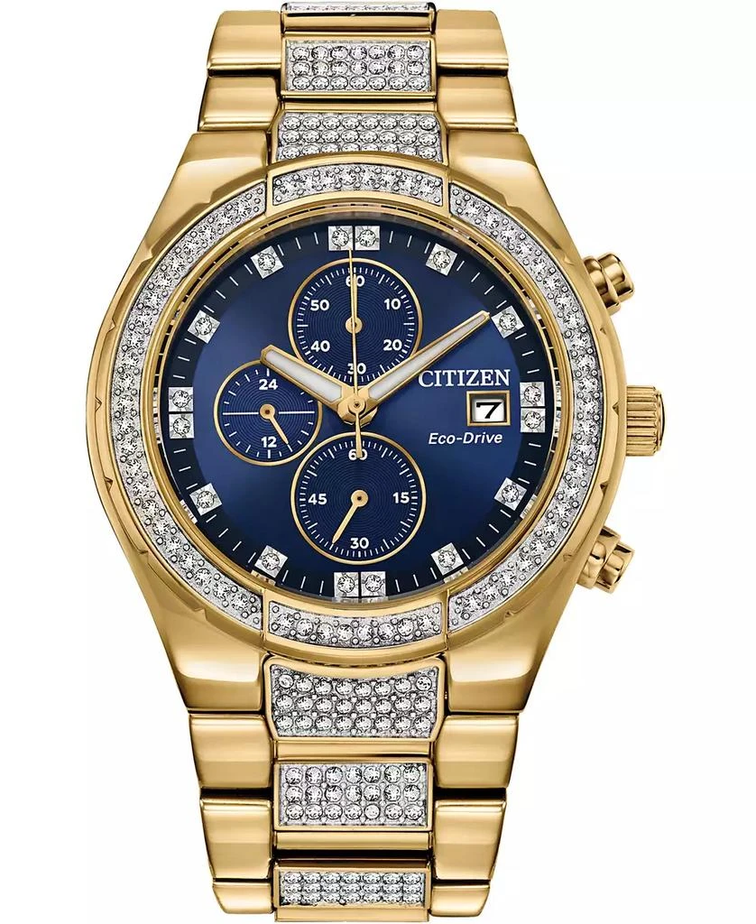 Citizen Men's Chronograph Eco-Drive Crystal Gold-Tone Stainless Steel Bracelet Watch 42mm 1