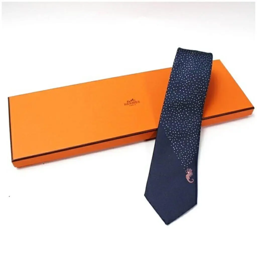 Hermes Navy Silk Cravat (Pre-Owned)