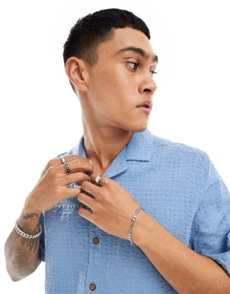 ASOS ASOS DESIGN co-ord 90s oversized short sleeve shirt in seersucker texture in dusty blue 2