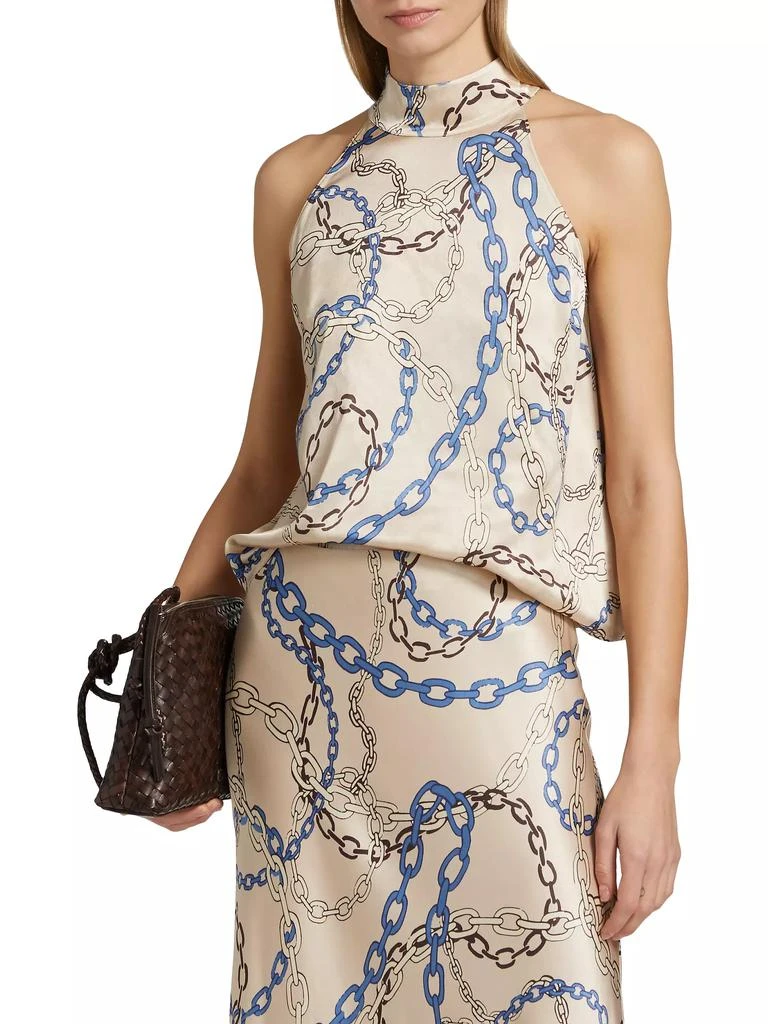 Rails Leah Chain-Print Satin Halterneck Top 3