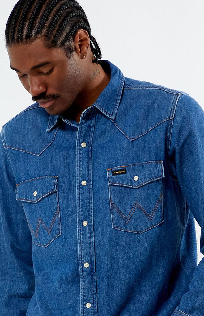 Wrangler x PacSun Western Denim Long Sleeve Shirt