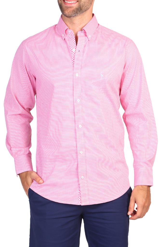 TailorByrd Micro Gingham Long Sleeve Button-Down Shirt