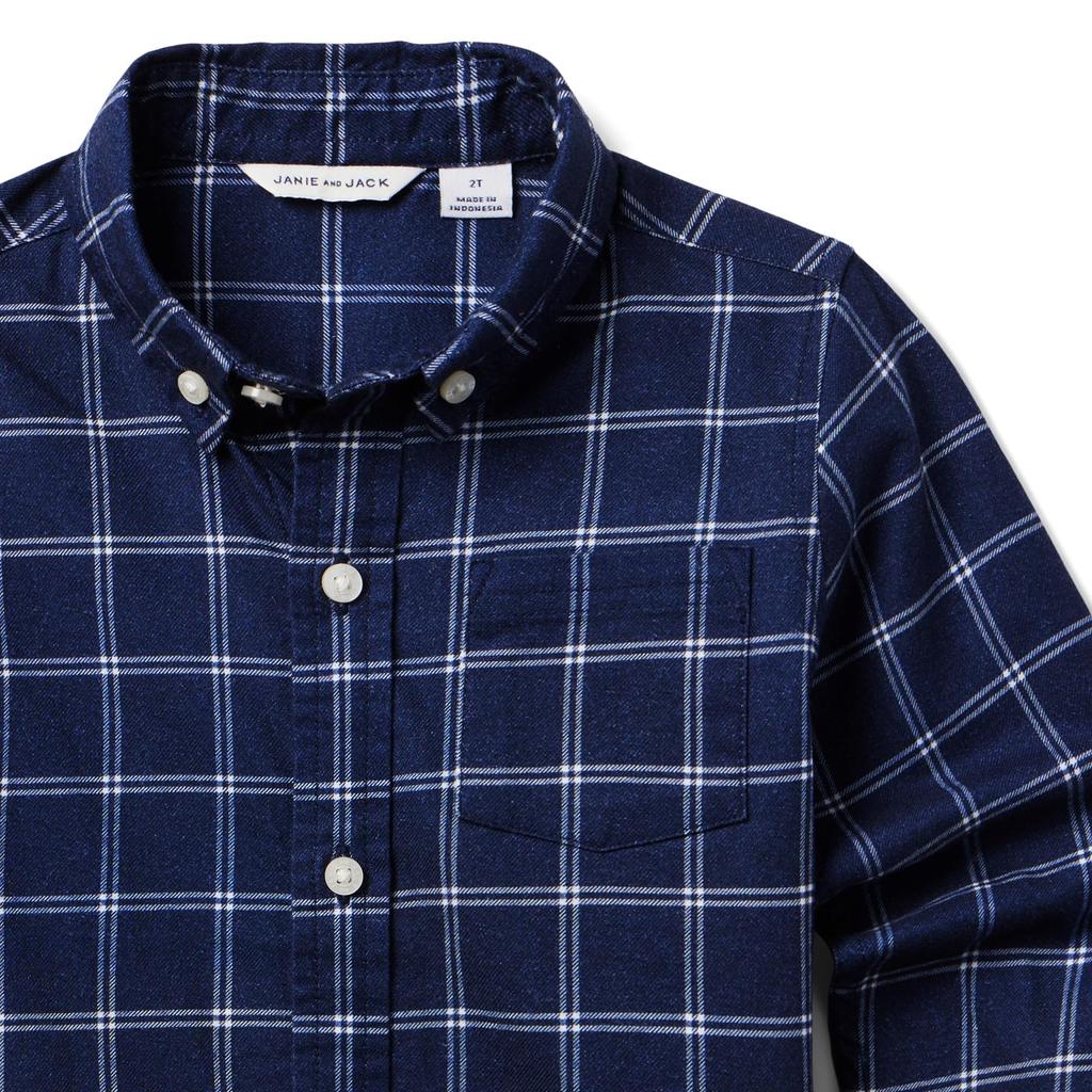 Janie and Jack Brushed Tattersol Shirt (Toddler/Little Kid/Big Kid)