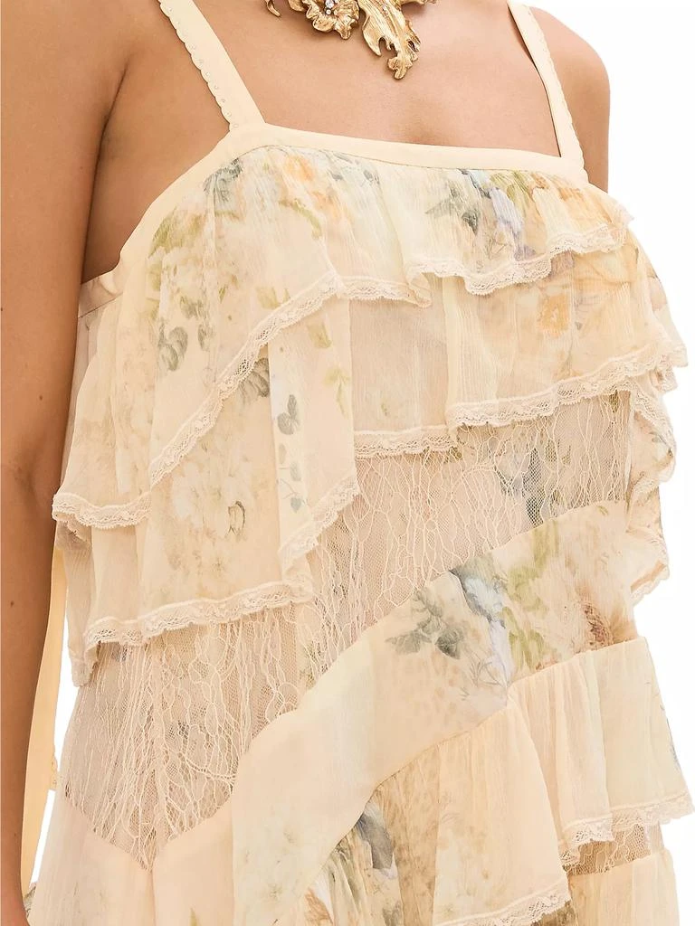 Camilla Floral Lace Silk Tiered Maxi Dress 8