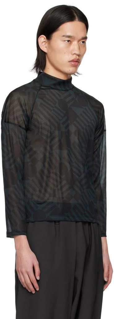 132 5. ISSEY MIYAKE Black & Green Graphic Turtleneck 2
