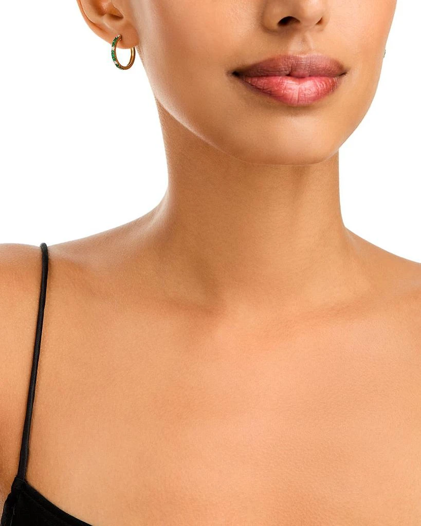 Bloomingdale
s Fine Collection Emerald 
Diamond Hoop Earrings in 14K Yellow Gold 2