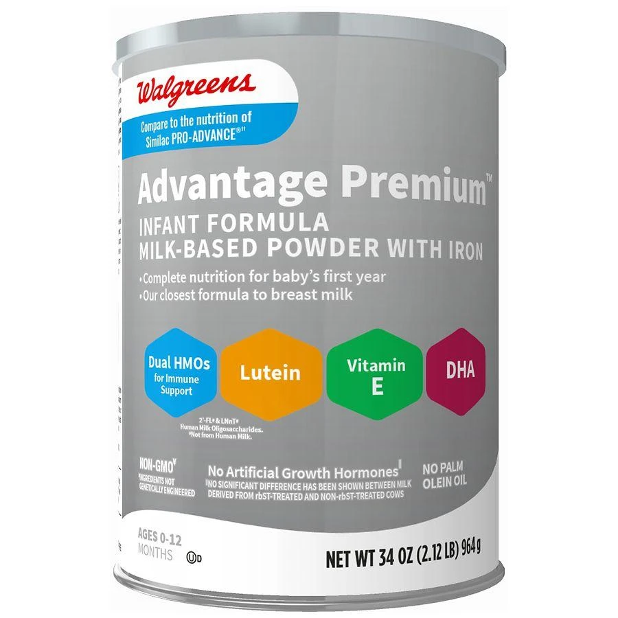 Walgreens Advantage Premium Baby Formula Powder with Iron, Dual HMOs 1