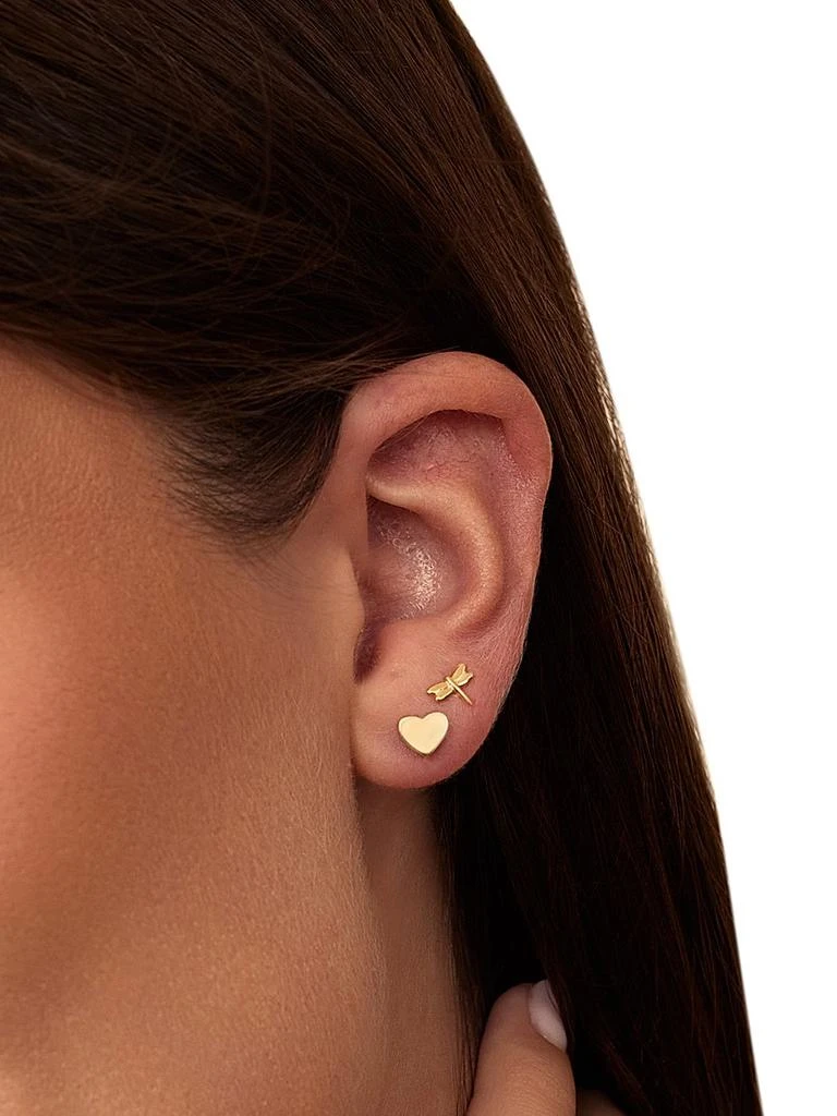 Oradina 14K Yellow Gold Sweet Heart Studs 3